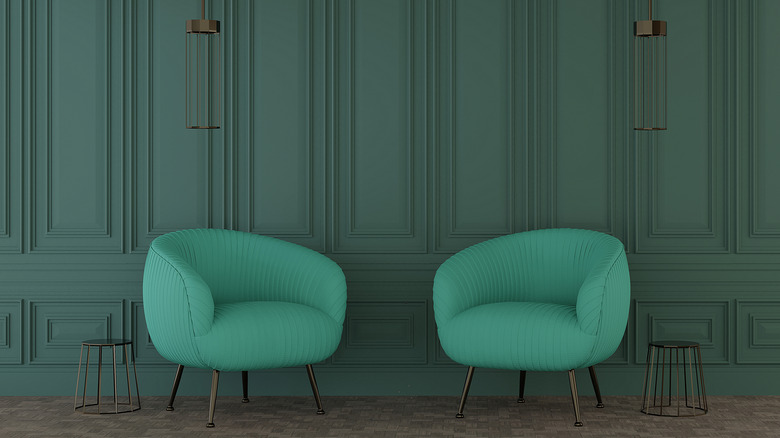 Yeşil çift sırılsıklam oda