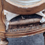 Hayatı, görünmeyen bir reupholstery ile modası geçmiş bir yemek sandalyesine nefes alın