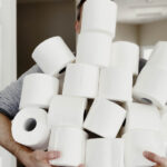 Banyo için tuvalet kağıdı depolama olarak ikiye katlanan giriş yolu elyafı