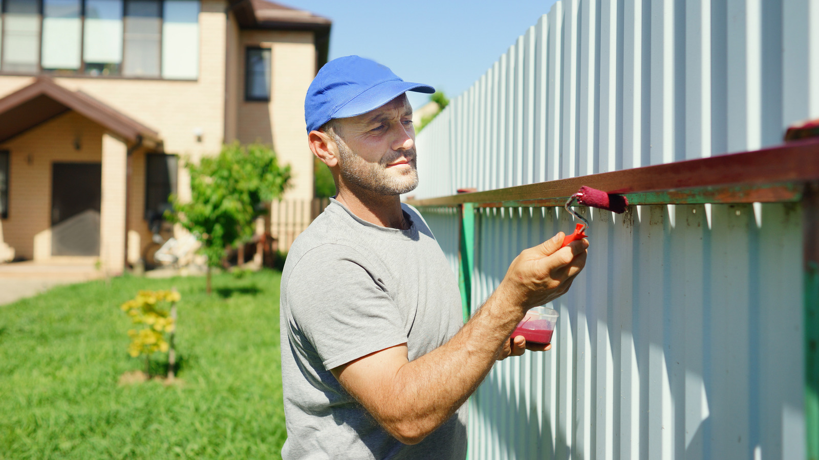 Dışarıda muhteşem bir renk pop için arka bahçeyi gizlilik çitini boyayın