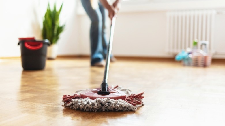 Spin paspaslı kadın paspas zemini patlatıyor