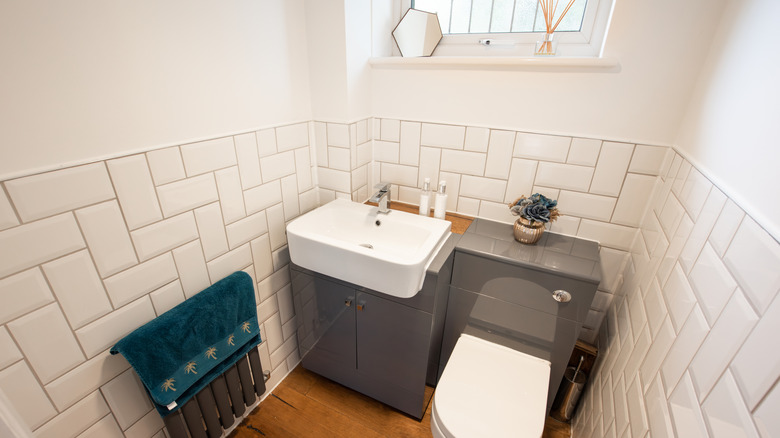 küçük banyo tuvalet ve lavabo penceresi