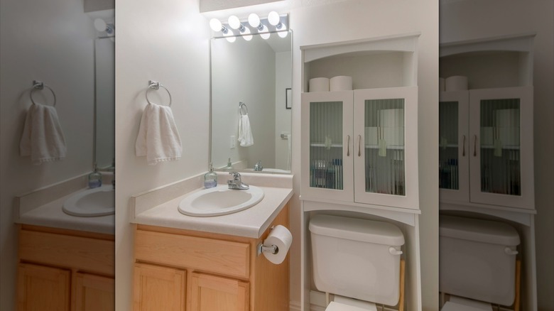 Tuvaletin üstünde kapalı dolap