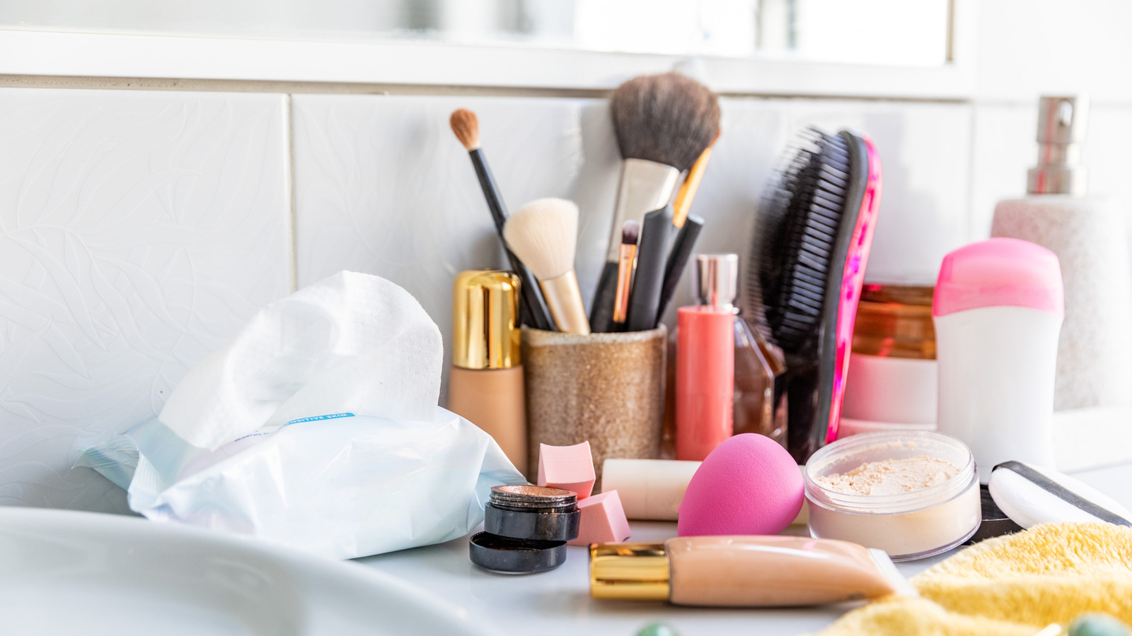 Banyo depolama için akıllı bir tasarruf mağazası ile dağınık tezgahları temizleyin