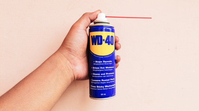 el WD-40 kutu tutan el