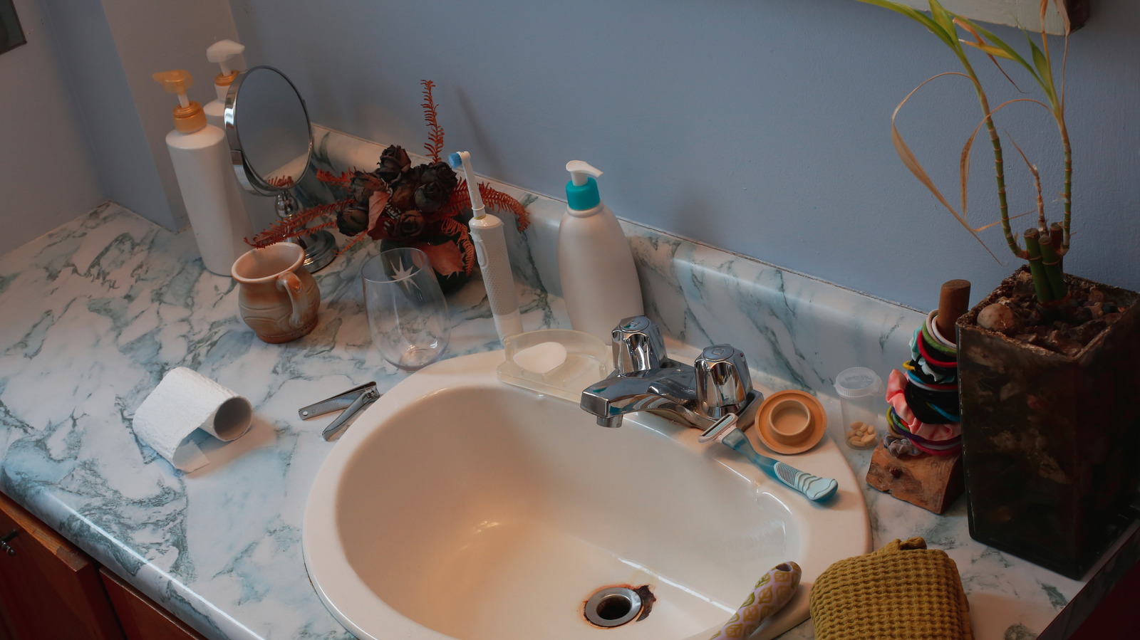Banyo tezgahlarını dağınıktan dağınıklığa götürün Bir kolay dolar ağacı DIY