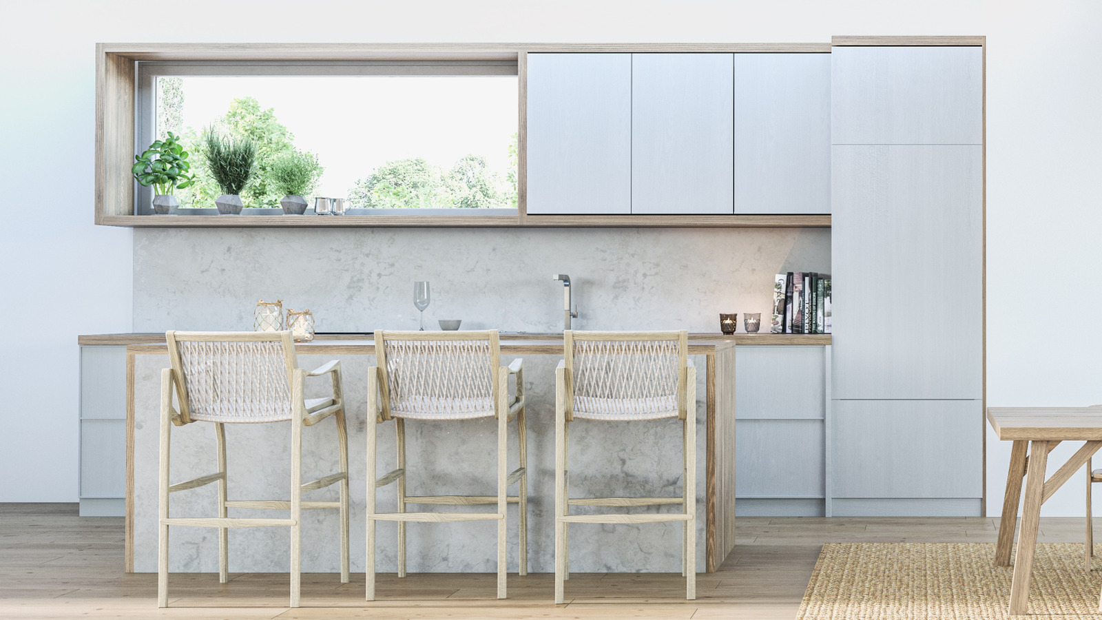 Mutfağınızı tamamen yükselten gri boyaya hafif ve havadar alternatif