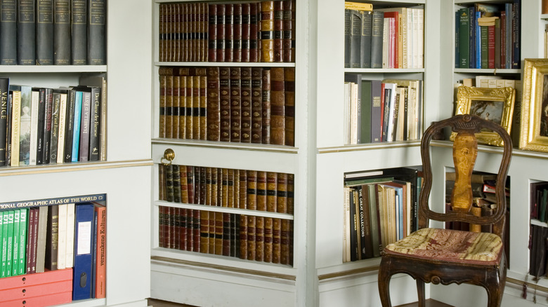 Kitaplardan yapılmış gizli bir dolap kapısı.