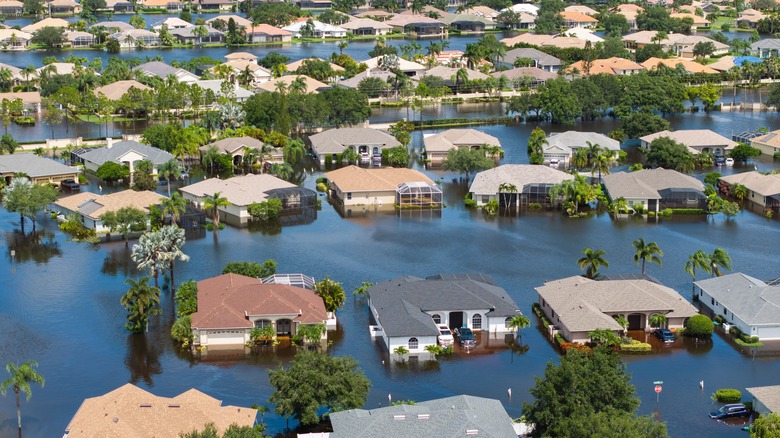 Bir kasırgadan sel ile bir Florida mahallesi