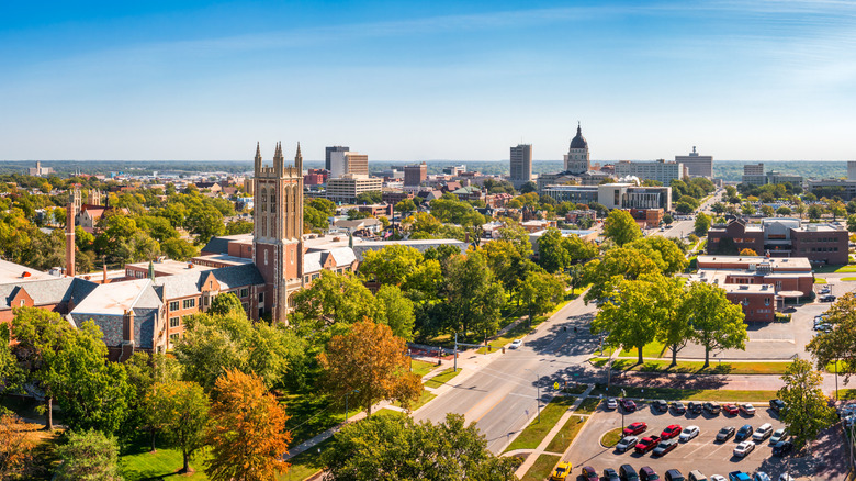 Topeka, Kansas yukarıdan görülüyor.