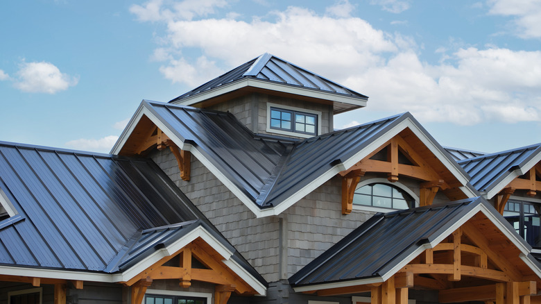 Siyah çatılı bir evin yakın çekimi