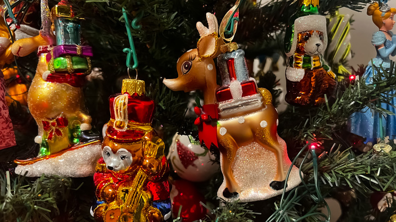 Retro tarzı cam hayvan Noel süsleri