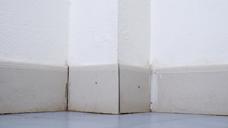 Bir odanın çeşitli köşelerinden kaldırılan süpürgelikler.