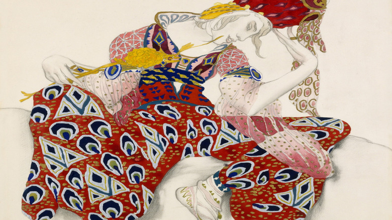 Rus Balesi prodüksiyonu için kostüm tasarımının illüstrasyonu