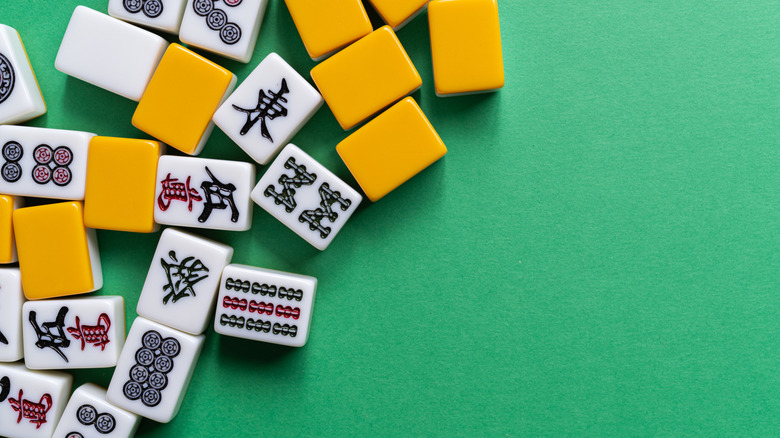 Mahjong döşemelerinin yakından görünümü