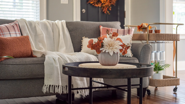 Kanepenin yanındaki tekerlekli araba