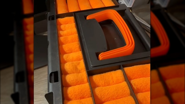 Turuncu keçeli Dolar Ağacı alet kutusu mücevher kutusu