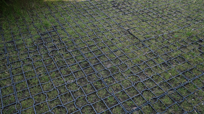 Garaj yolundaki plastik kaldırım taşları dökülüyor.