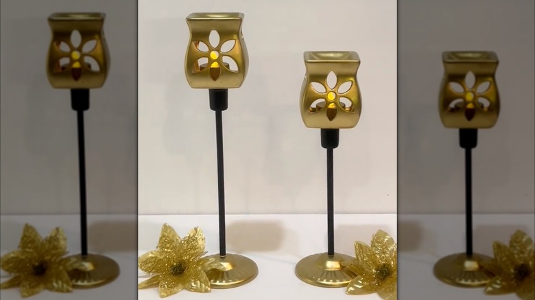 Mum tutucunun üstünde Dolar Ağacı ağda ısıtıcılı DIY mum tutucu