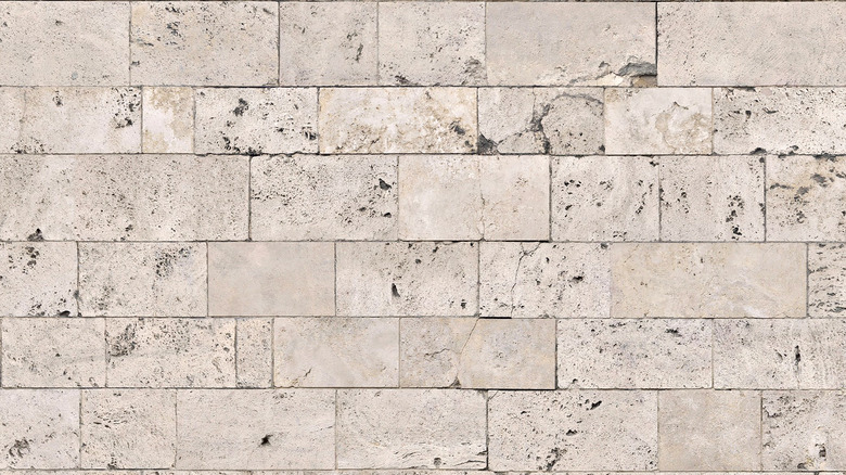 Açık renkli kuvarsit tuğla duvara yakın çekim