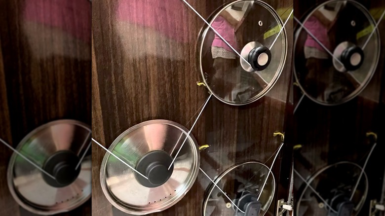 Tencere kapakları için tel raflar