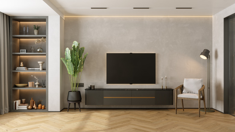 Modern eğlence merkezinin üstünde TV