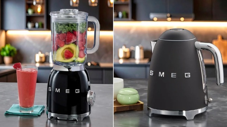 SMEG blenderini ve SMEG su ısıtıcısını gösteren bölünmüş resim