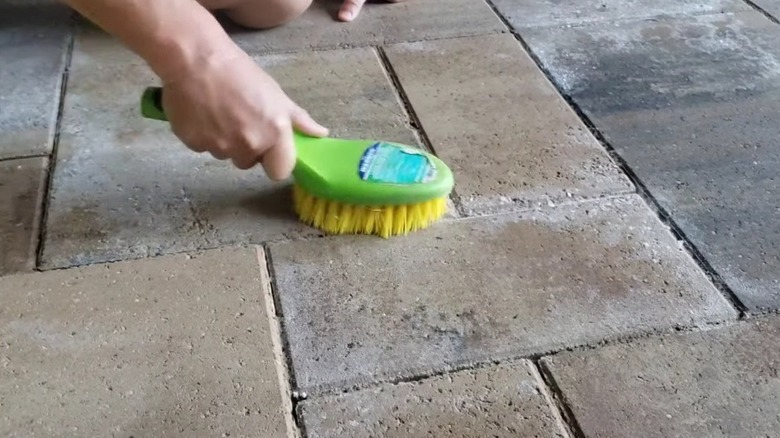 Kaldırım taşlarını temizlemek için kullanılan fırçalama fırçası