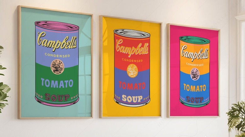 Çerçeveli Andy Warhol Campbell Çorba Kutuları Oturma odası duvarına baskı