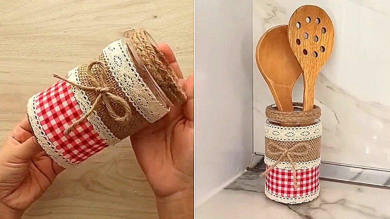 Son kavanoz tasarımının ve ardından mutfak eşyalarının bulunduğu kavanozun bölünmüş görüntüsü