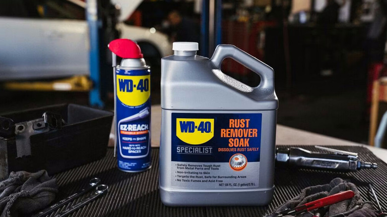 WD-40 Uzman Pas Sökücü Şişeyi WD-40 sprey kutusunun yanında ıslatın
