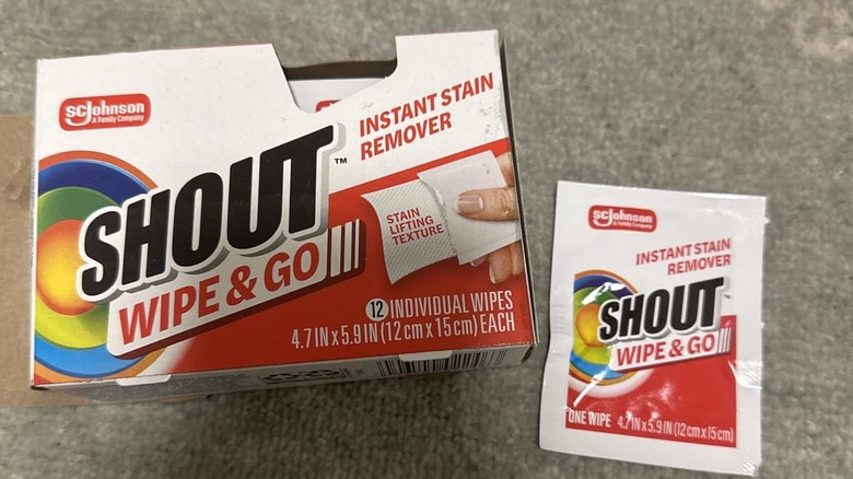 Shout Wipe & Go, Taşınabilir Anında Leke Çıkarıcı Mendil