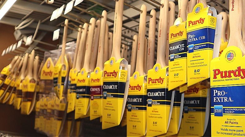 Donanım reyonundaki Purdy fırçaları