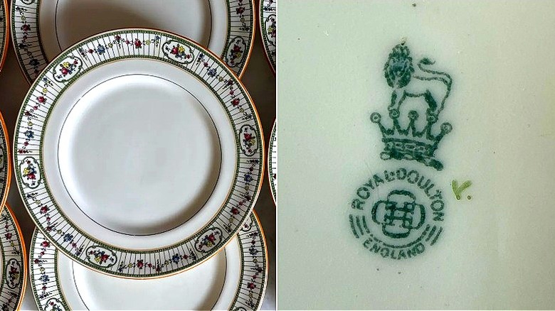 Yaklaşık 1900'lerden kalma Royal Doulton plaka detayı ve yapımcı işareti