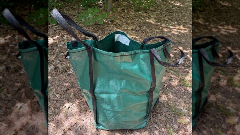 DuraSack yerde, çevresinde düşen yapraklar var